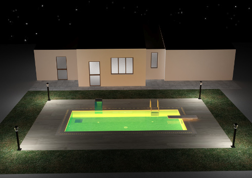 illuminazione notturna piscina led rgb verde
